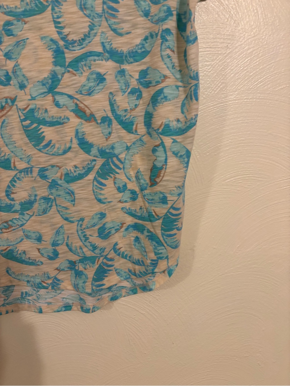 LC Lauren Conrad Blue Floral Leaf Print Slub Tee Top Size L - Picture 6 of 7
